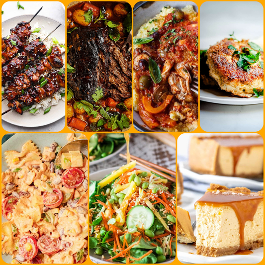 "The Feast" (all 4 SOLO entrees, a salad with grilled chicken, a solo side, a dessert)