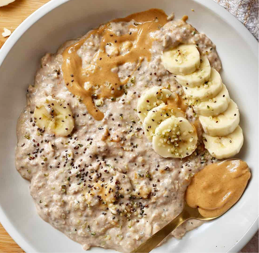 Peanut Butter n’ Banana Overnight Protein Oats