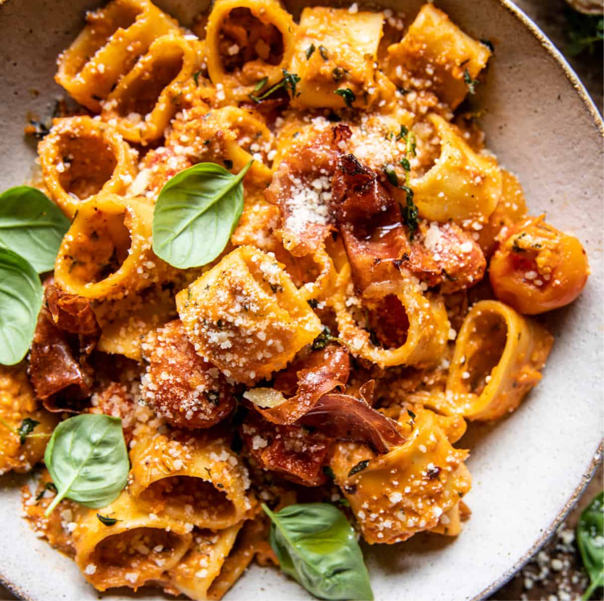 Creamy Roasted Tomato and Ricotta Pasta with Prosciutto